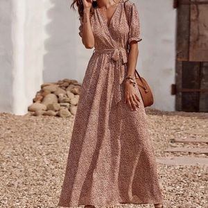 Dalmatian print neck belted dress